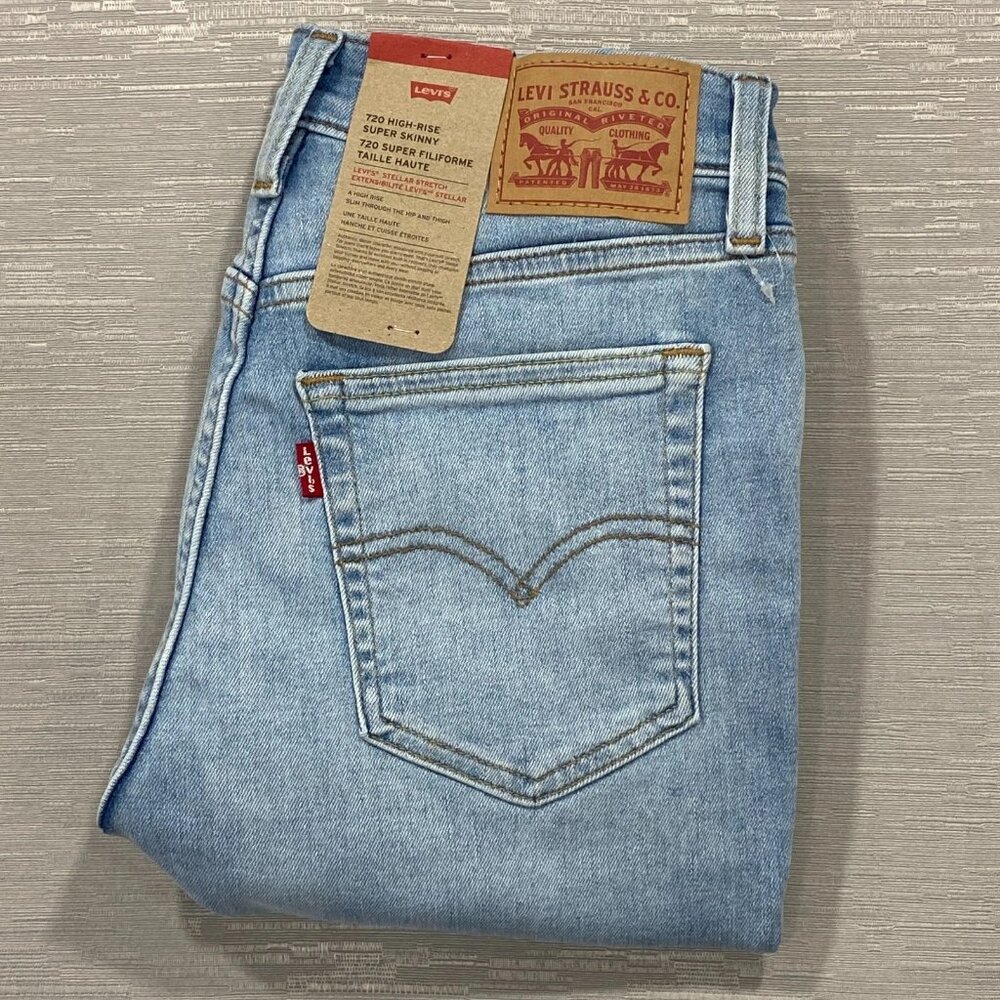 Levi's 720 Jeans Womens 29 x 30 High Rise Super Skinny Light Wash Stretch Denim